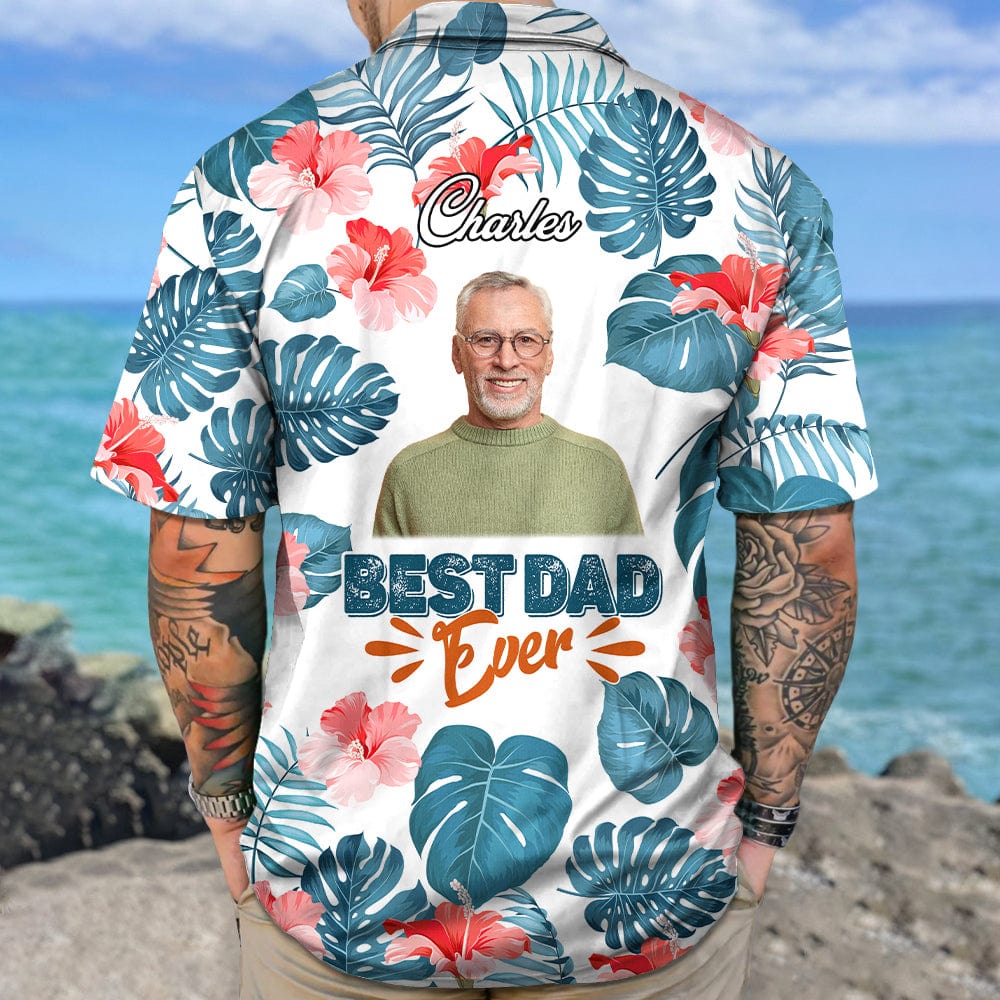 Upload Photo Best Dad Ever Men's Hawaii Shirt TA29 889378