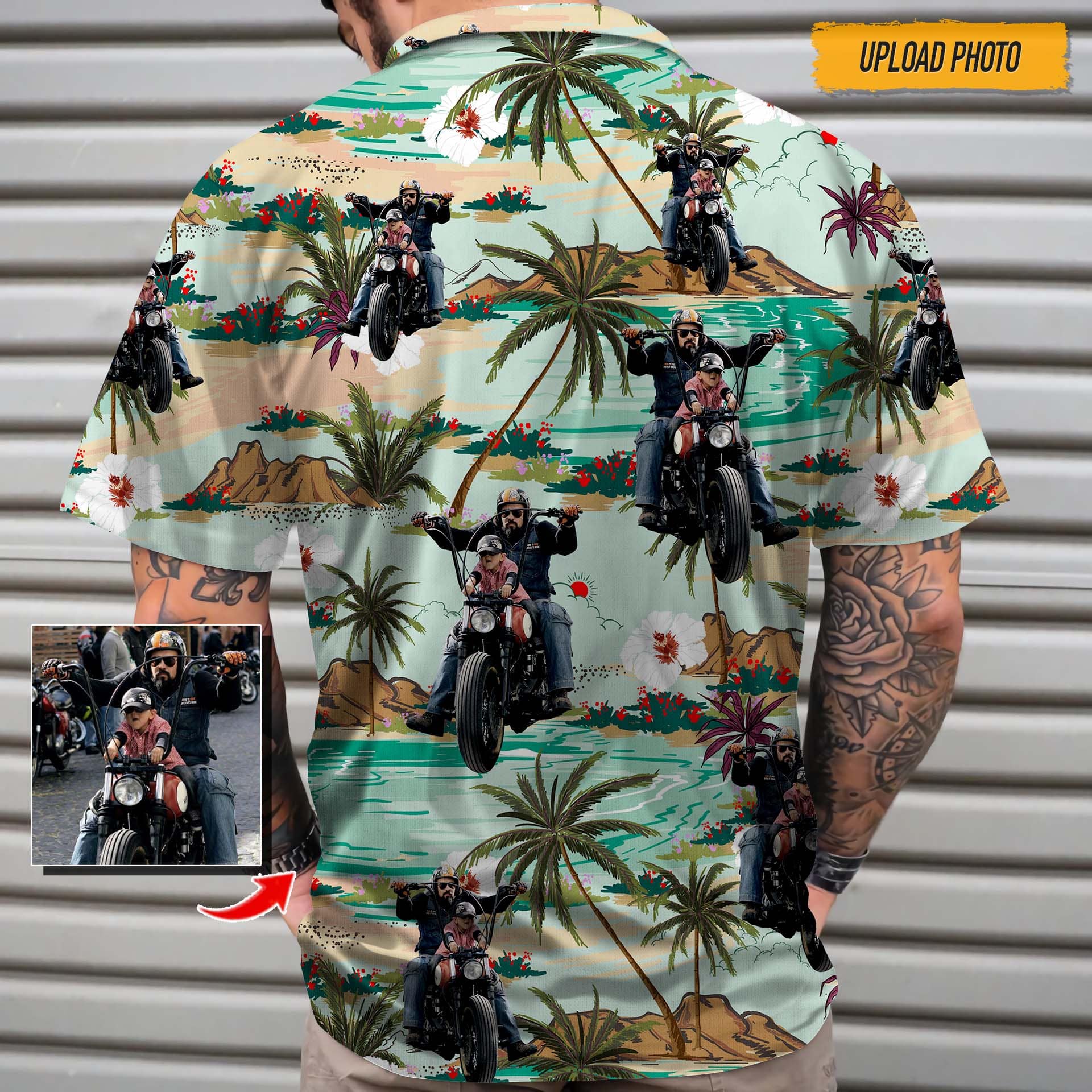 Upload Photo Biker Hawaiian Shirt, T368 888424