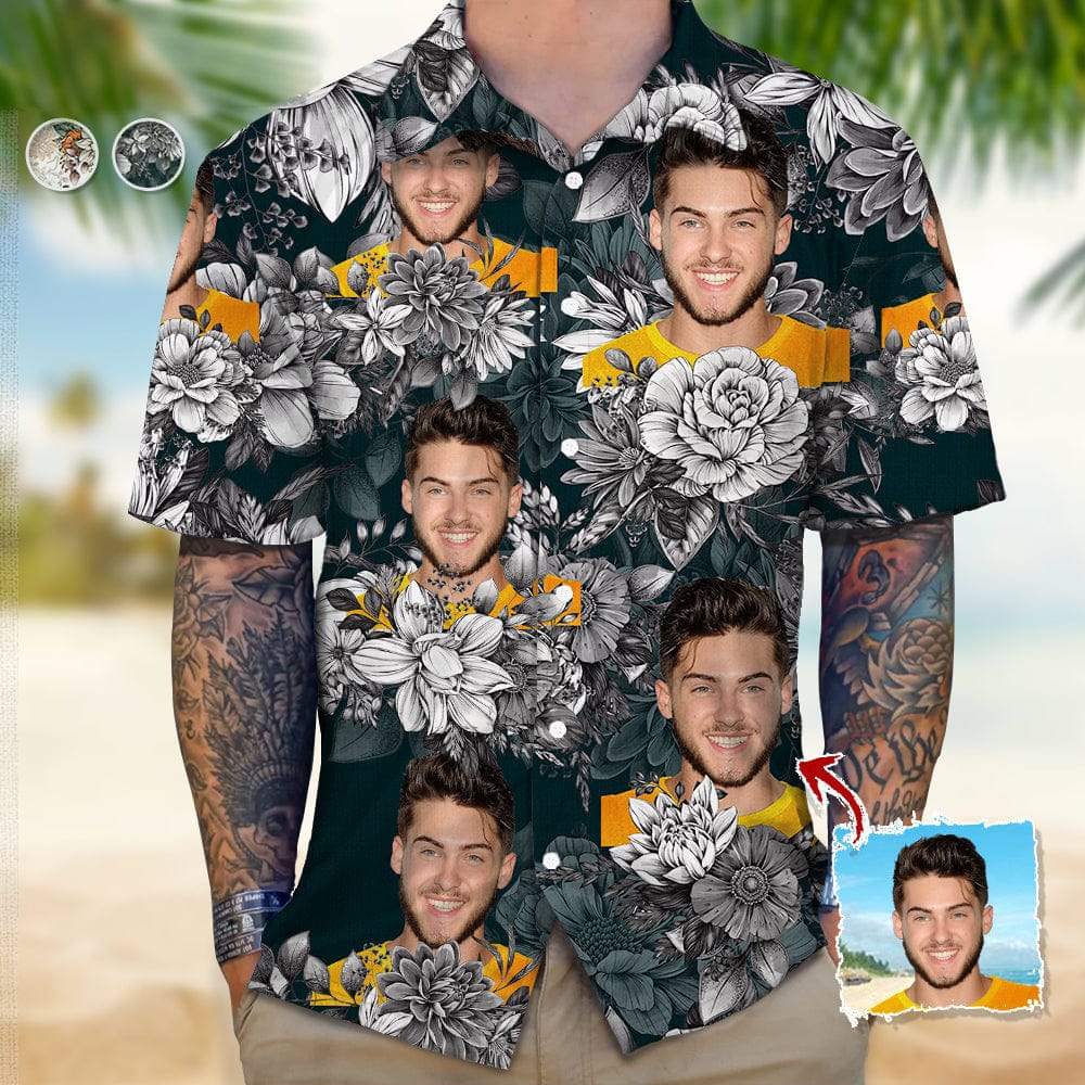 Upload Photo Black White Hawaiian Shirt, N369 888395