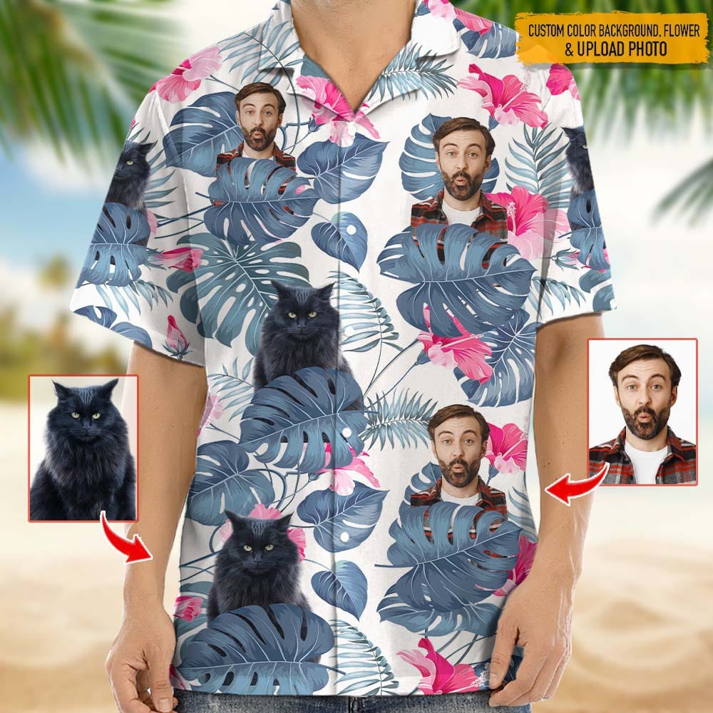 Upload Cat And Face Photo Hawaiian Shirt, N304 888380