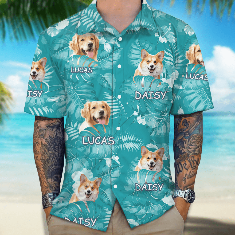 Upload Photo Custom Name Dog Men's Hawaiian Shirt DM01 891085