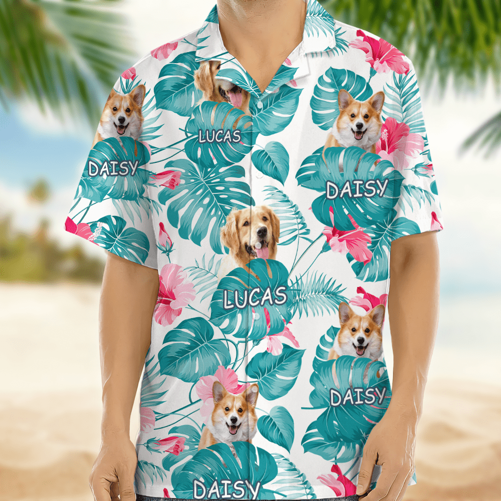 Upload Photo Custom Name Dog Men's Hawaiian Shirt DM01 891085