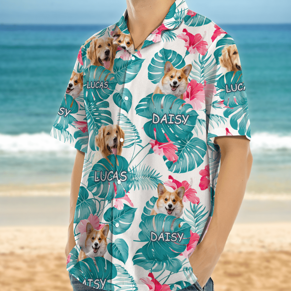 Upload Photo Custom Name Dog Men's Hawaiian Shirt DM01 891085