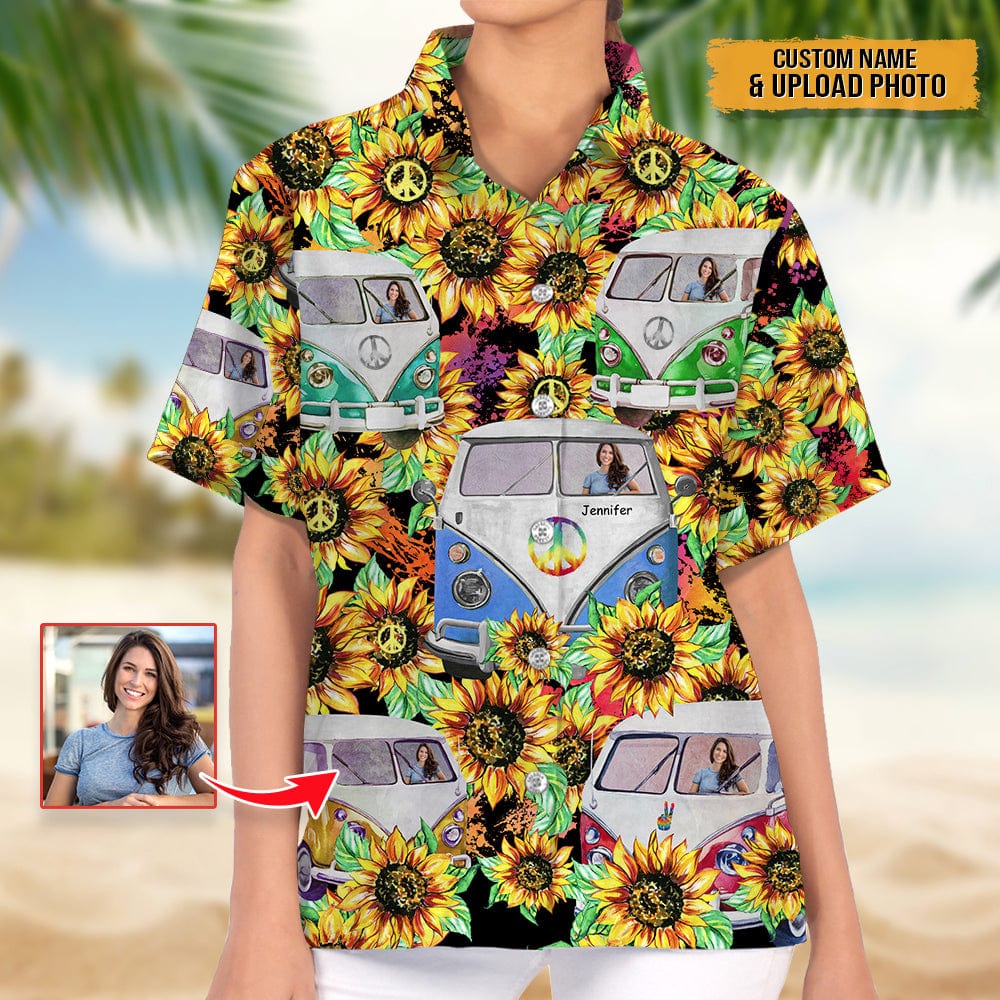 Upload Photo Hippie Women's Hawaiian Shirt K228 HN590