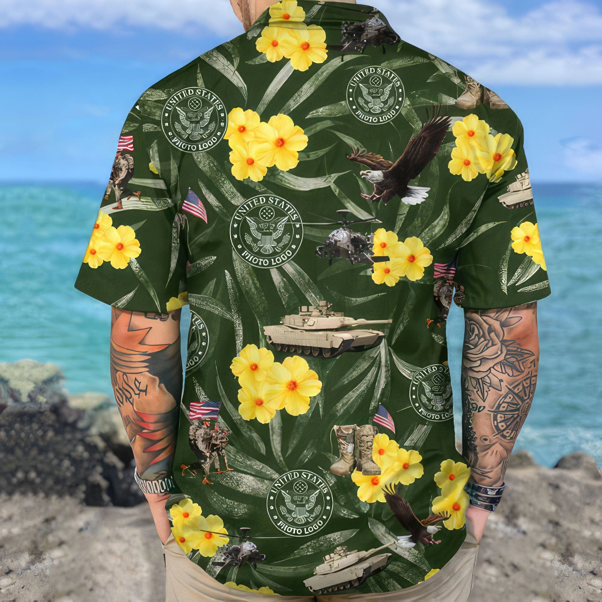 Upload Photo logo Hawaiian Shirt, US Military N369 369963