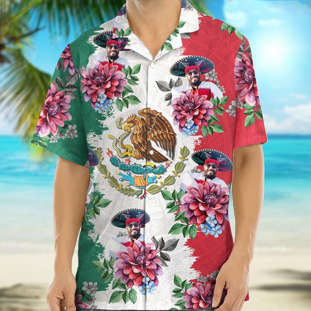 Upload Photo Mexico Flag Hawaiian Shirt, 888385