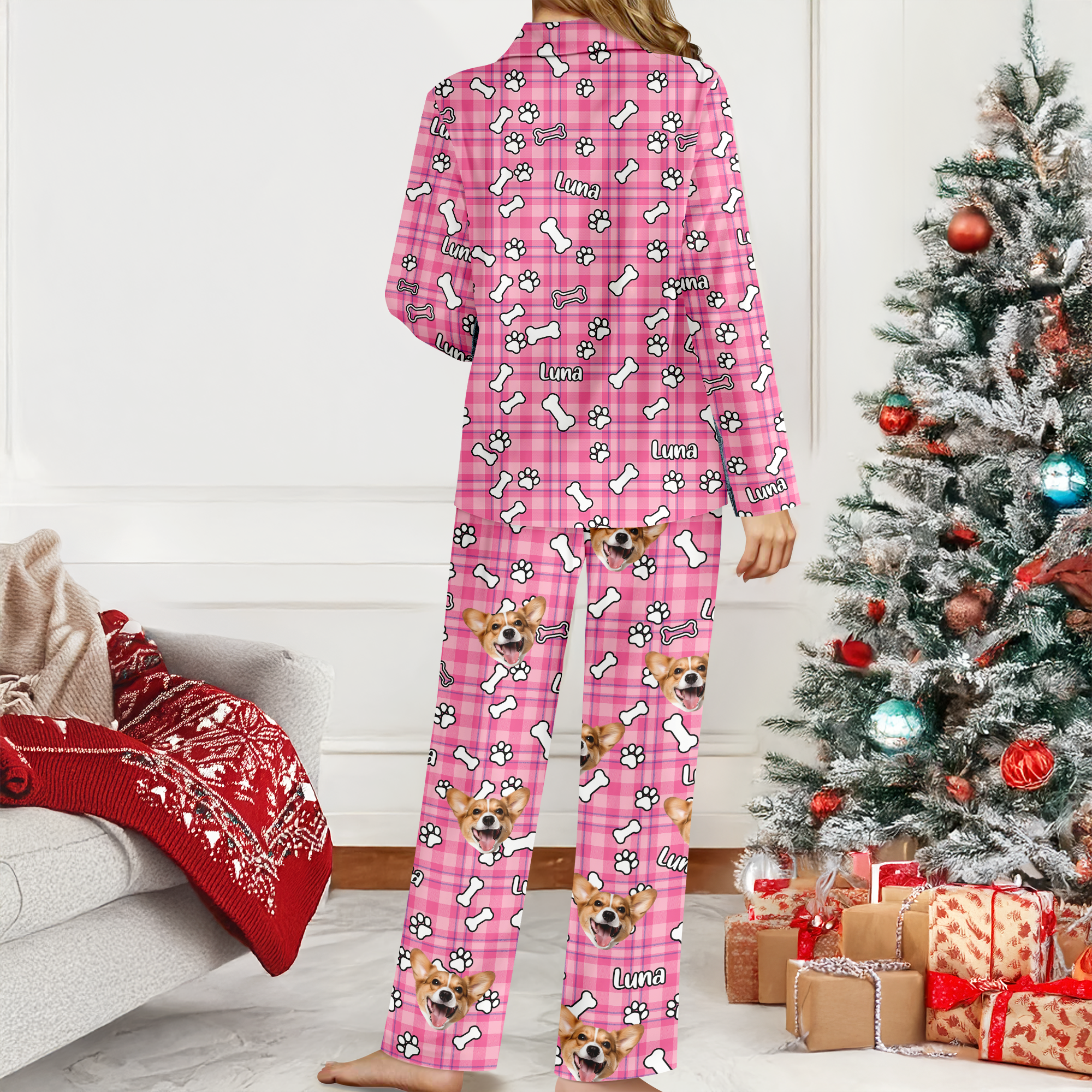 Custom Dog Photo & Name Christmas Pajamas Gift For Dog Mom Dog Dad CH07 899634
