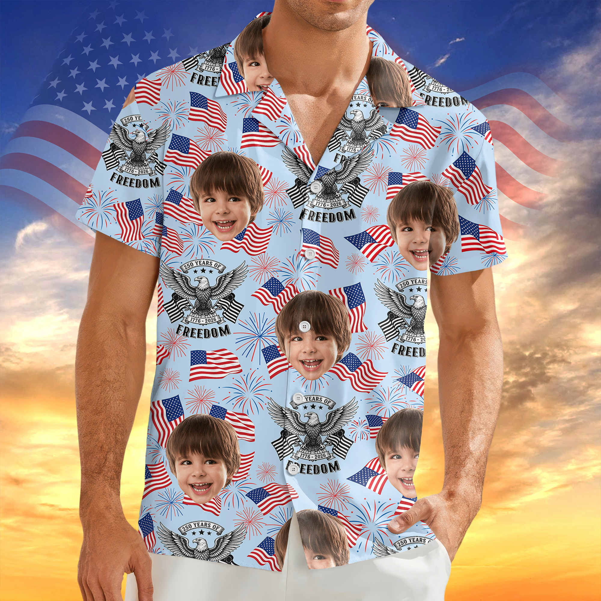 Custom Cute Photo 250 Years of America Freedom Family Hawaii Shirt LM32 897941