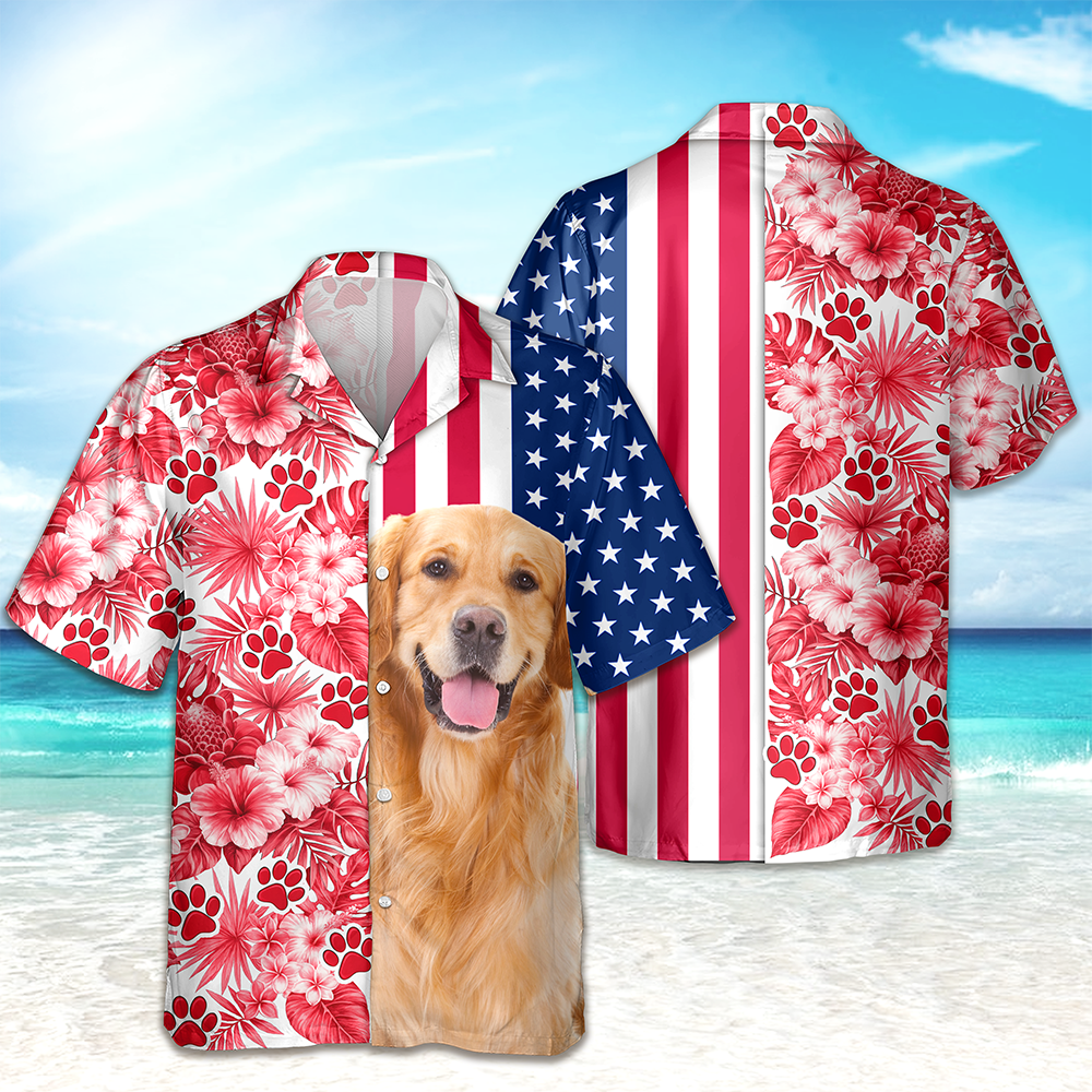 Custom Dog Cat Photo With American Flag Hawaii Shirt Gift for Pet Lovers TH10 169357