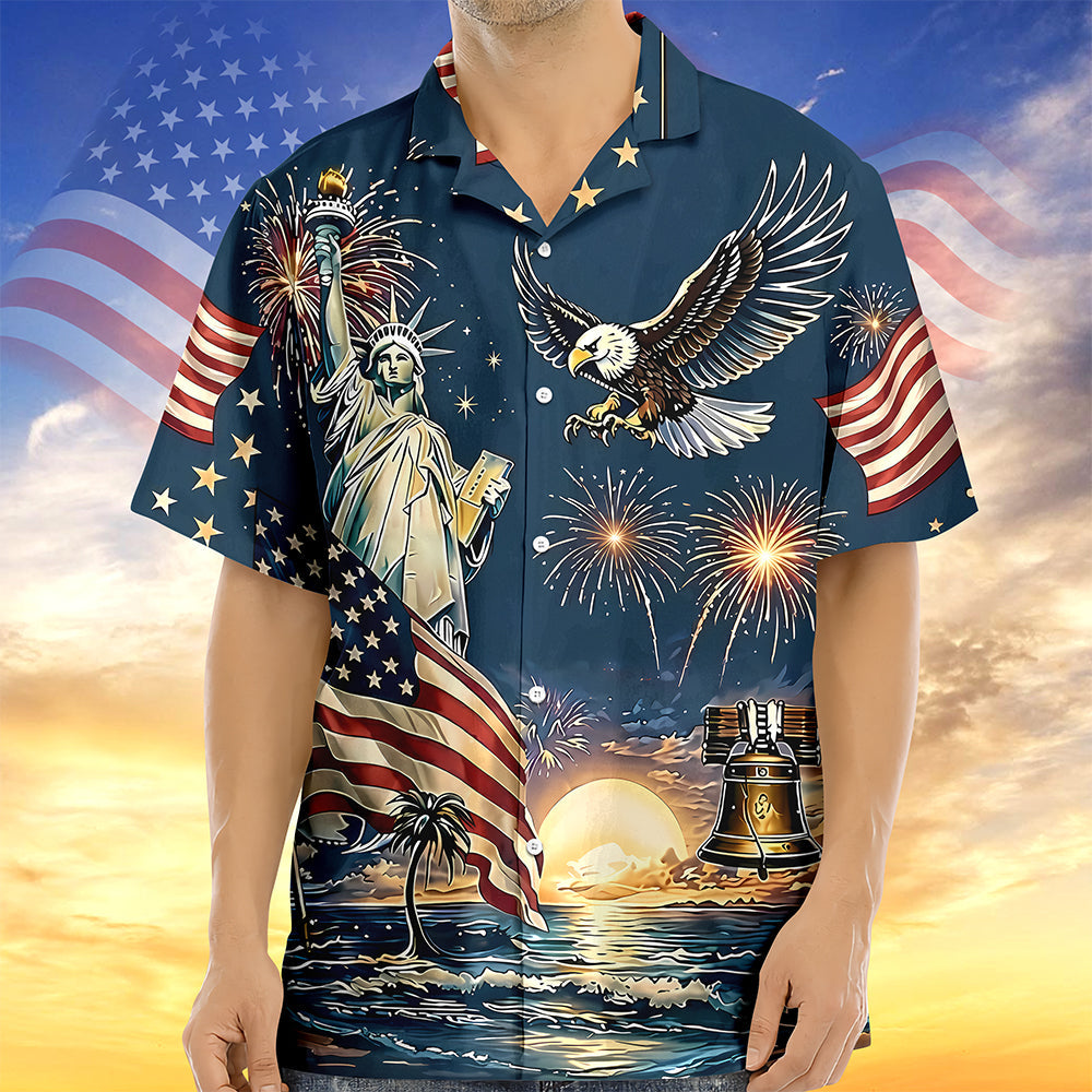 Personalized 4th of July 250th Anniversary Eagle American Flag Hawaiian Shirt LM32 669231