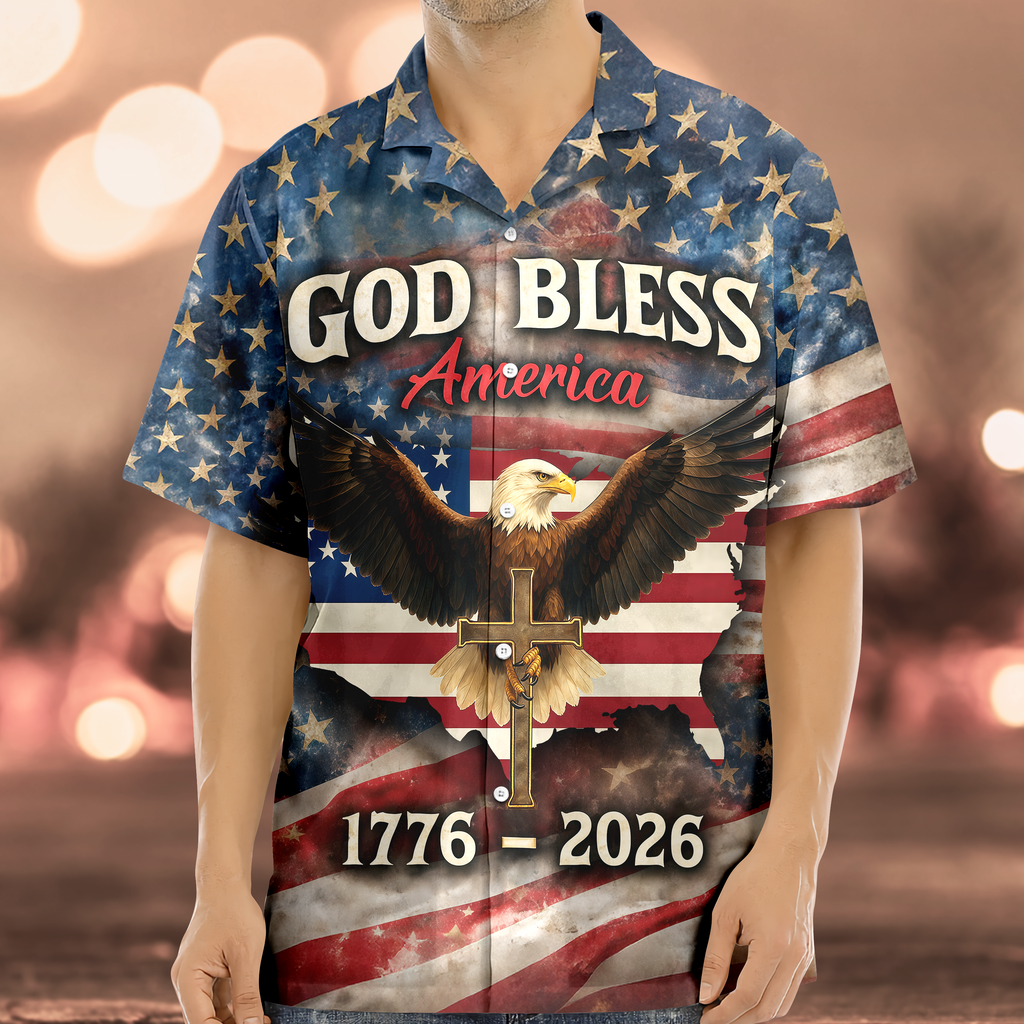 Patriotic 250th Anniversary God Bless America Eagle 1776–2026 Hawaii Shirt HA75 920150