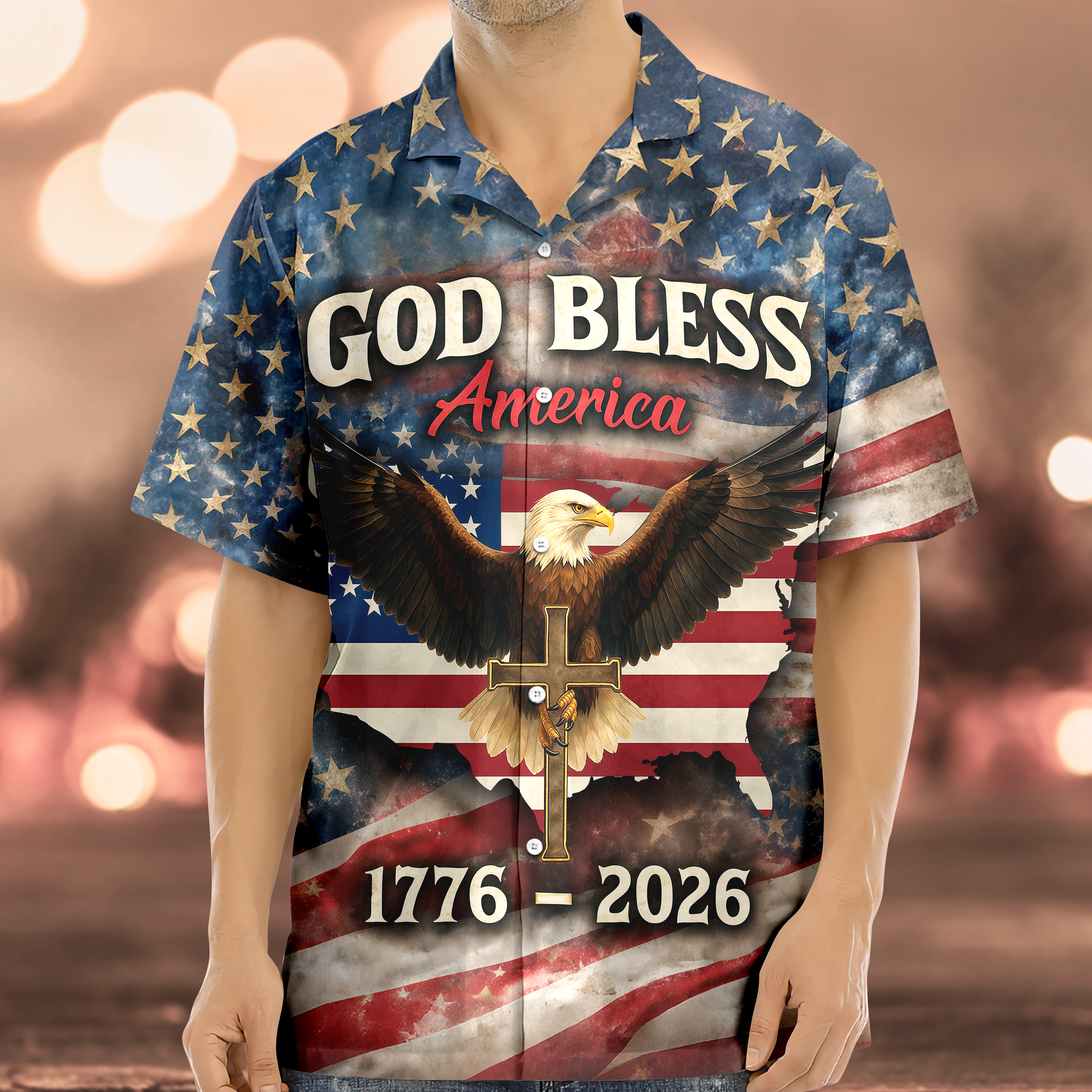 Patriotic 250th Anniversary God Bless America Eagle 1776–2026 Hawaii Shirt HA75 920150