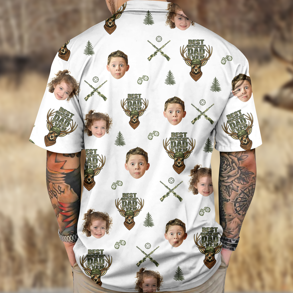 Best Buckin' Dad Ever - Personalized Photo Hawaii Shirt CH07 895746