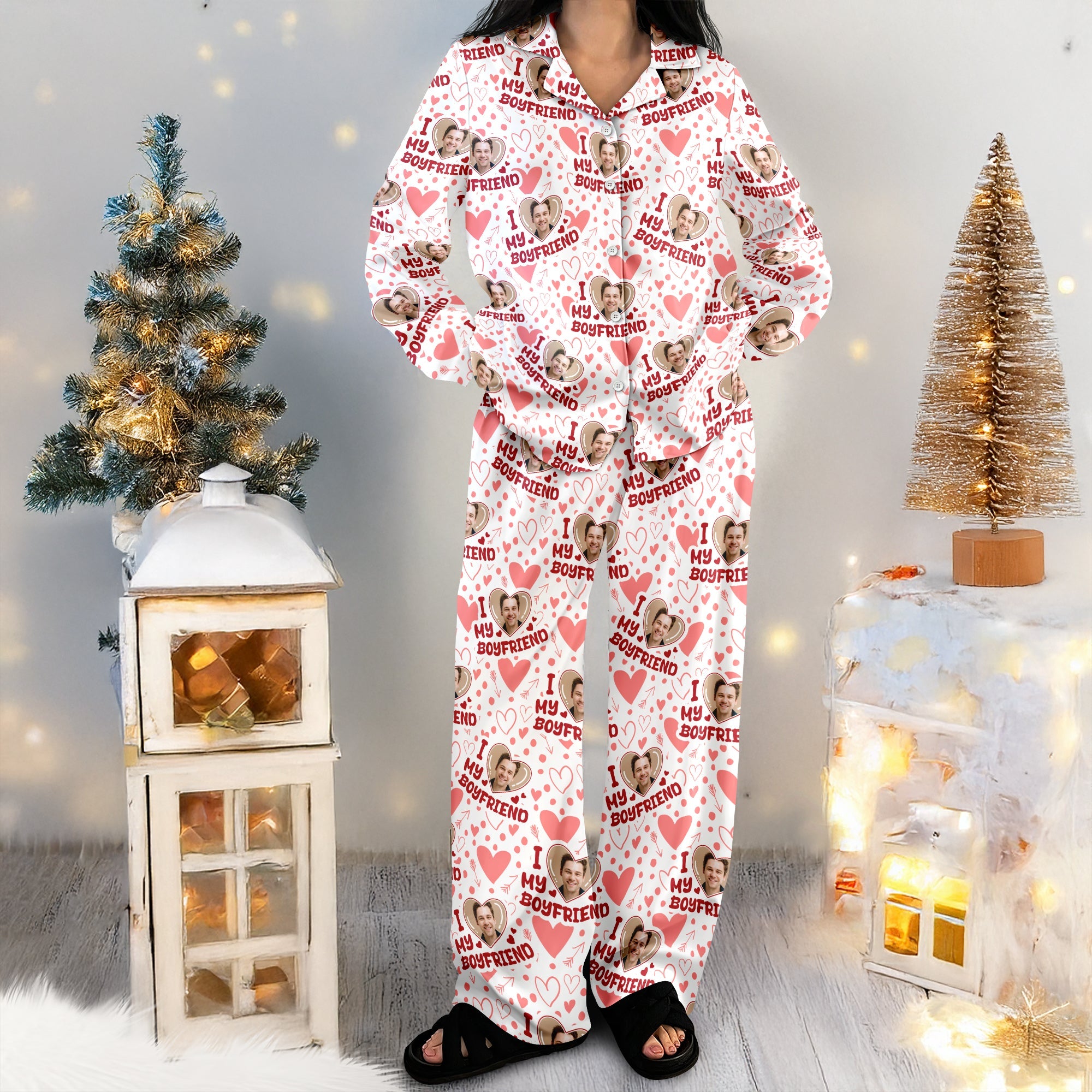 Custom Photo I Love My Boyfriend/Girlfriend Pajamas Gift For Couple LM32 897469