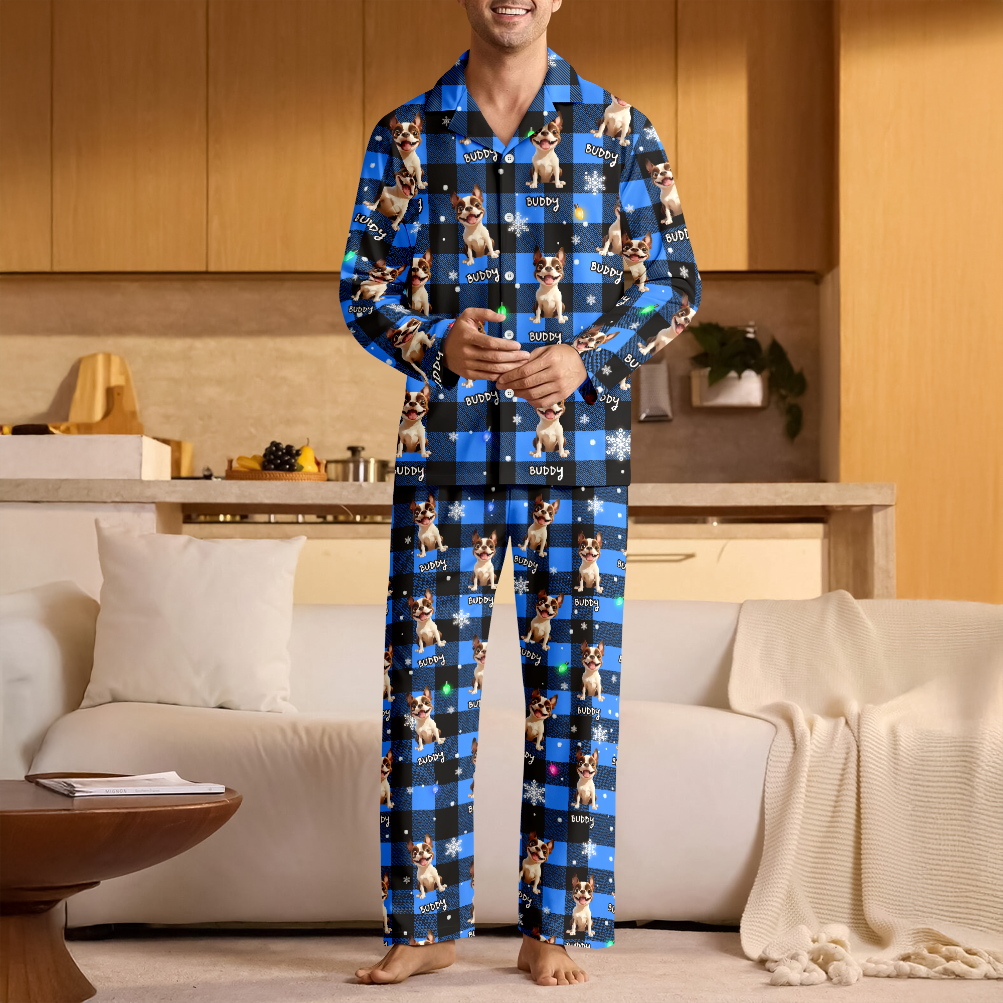 Custom 3D Dog Christmas Light Pajamas Personalized Puppy Pajamas Gift For Dog Lovers CH07 899998